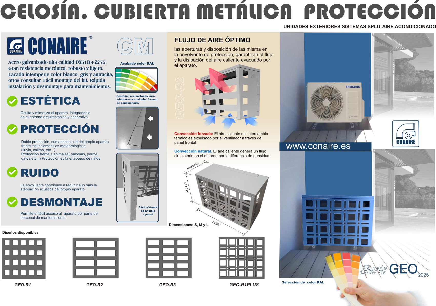 Celosía, cubierta protección unidad exterior aire acondicionado
